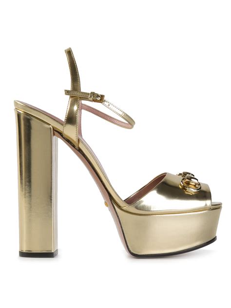 gucci gold high heels|Gucci chunky heel shoes.